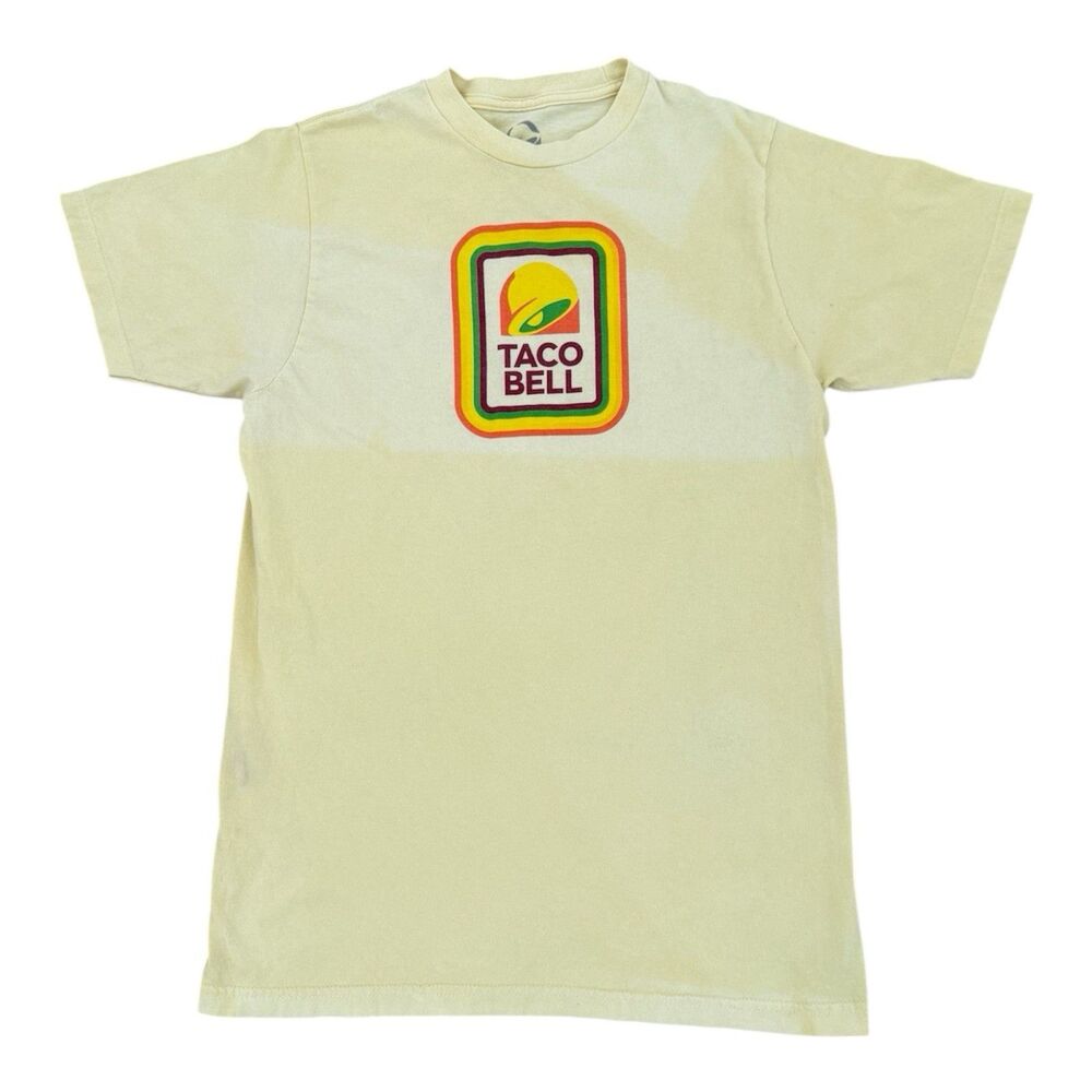 Taco Bell Logo Ripple Junction T Shirt Size Medium  Pale Yellow Unisex Graphic